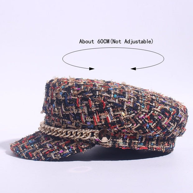 Ladies peaked cap octagonal cap fashion military cap