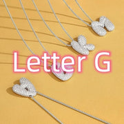 Brass Zircon Balloon English Letter Necklace