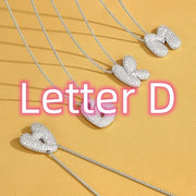 Brass Zircon Balloon English Letter Necklace