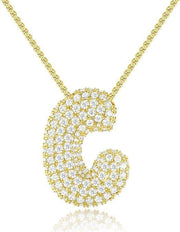 Brass Zircon Balloon English Letter Necklace